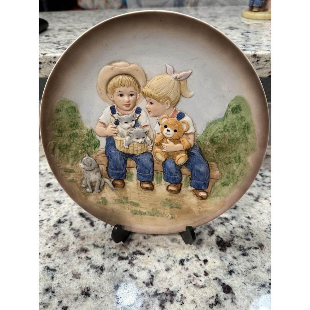 Vintage Homco #1505 Denim Days "A Sunny Day" Plate 1985 by Home Interiors